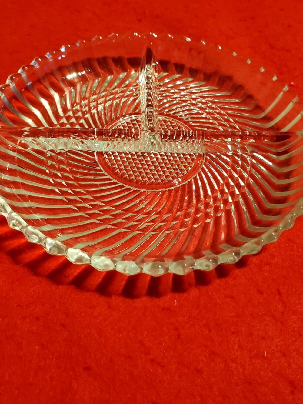 Vintage Crystal - 3 Partician Dish - Mint Condition A+